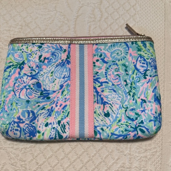 Lilly Pulitzer Handbags - Lilly Pulitzer Blue and Pink Seashell Cosmetic Pouch